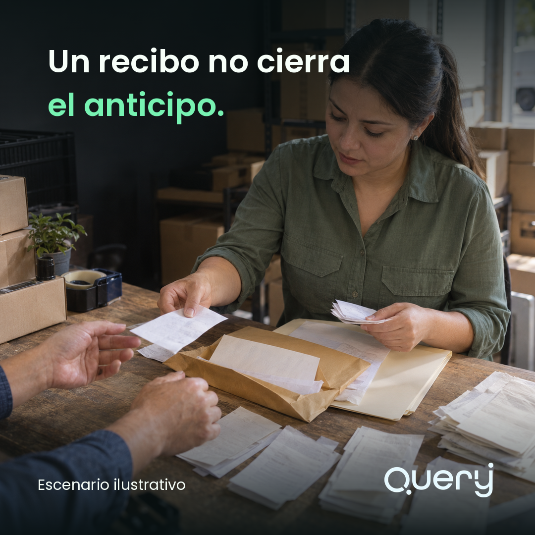 Un recibo no cierra el anticipo. Escenario ilustrativo.