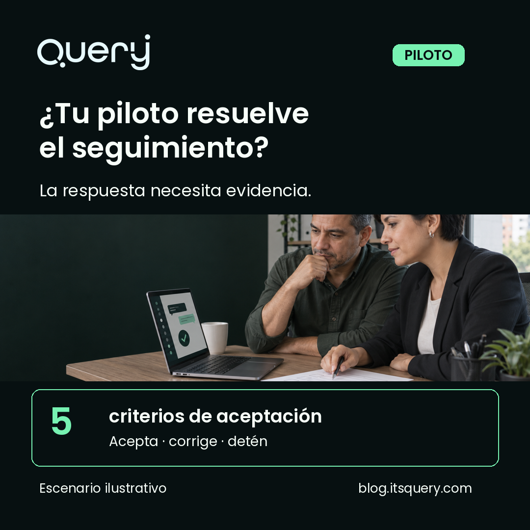 Portada del artículo: ¿Tu piloto resuelve solicitudes o solo responde? Criterios para aceptar el seguimiento con IA