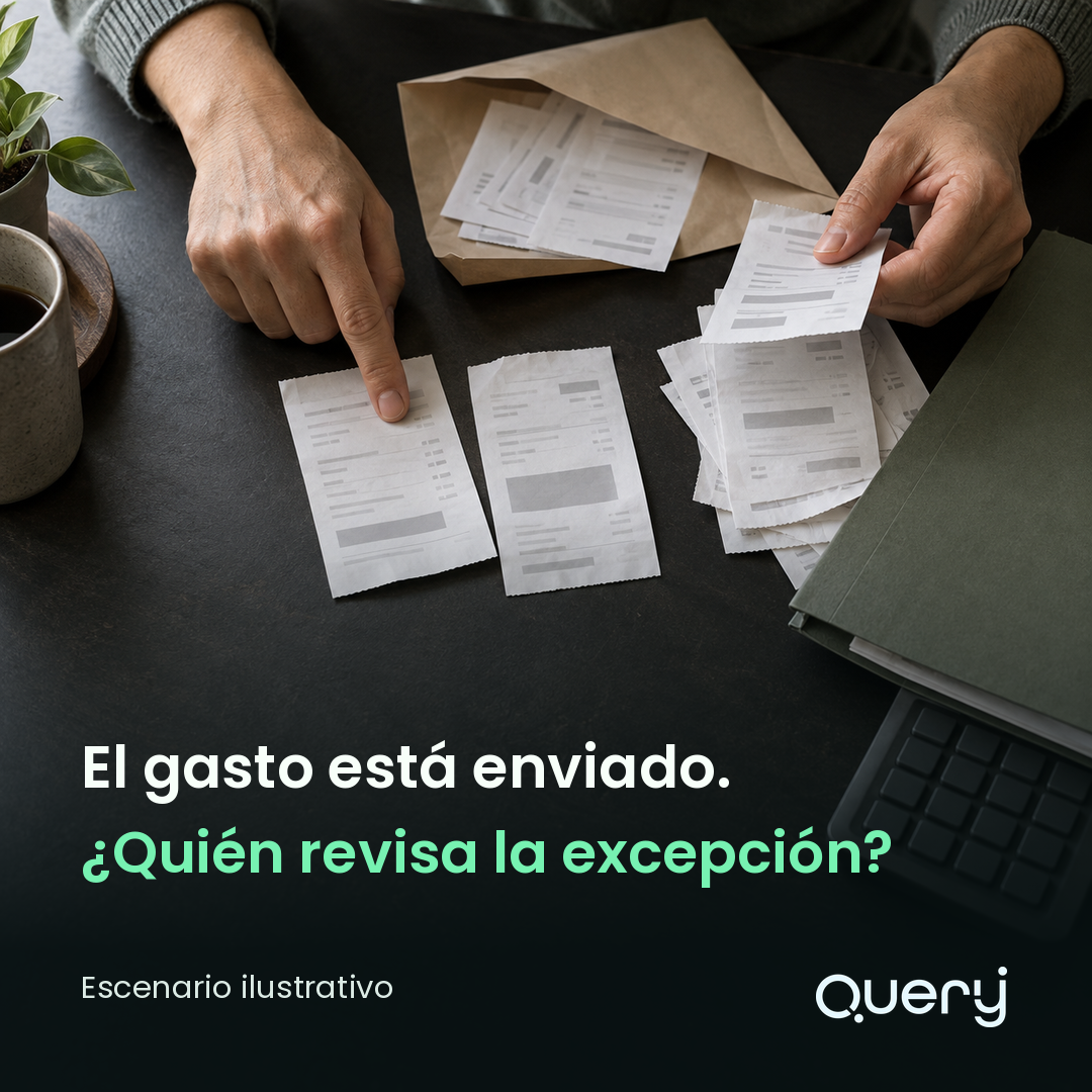El gasto está enviado. ¿Quién revisa la excepción? Escenario ilustrativo.